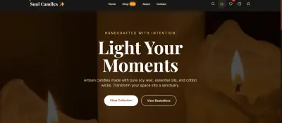 تصميم موقع متجر إلكتروني عصري لعلامة شموع (Responsive & Dynamic UI)