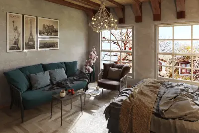 تصميم داخلي لغرفة نوم معاصرة بلمسة دافئة