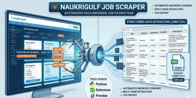 صورة العمل بناء أداة استخراج بيانات آلية (Web Scraper) للوظائف باستخدام Python و Selenium