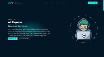 ر واجهة مستخدم لموقع بورتفوليو شخصي باستخدام React و TypeScript