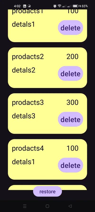 مشروع إدارة المنتجات (Product List App)