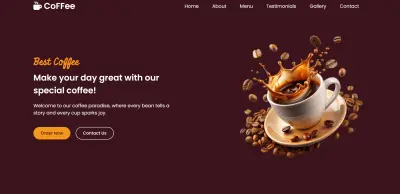 تصميم موقع Coffee احترافي لمقهى عصري ومتجاوب