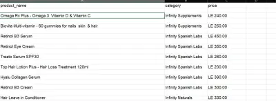 Infinity website Scraping