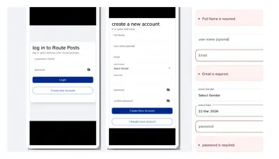 Route Posts – Login & Register UI