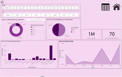 تحليل بيانات السفر والتكاليف السنوية