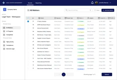 إدارة القضايا القانونية الخارجية – تصميم تجربة وواجهة المستخدم (UI/UX)