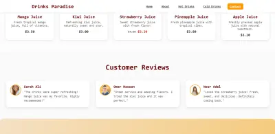 تصميم موقع مشروبات عصري (Frontend Responsive UI)