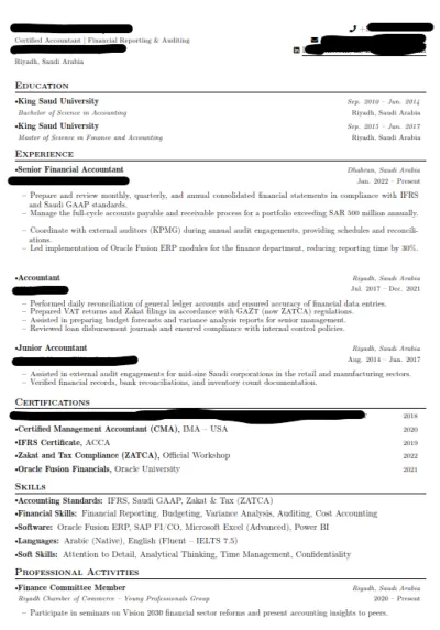 سيرة ذاتية احترافية متوافقة من نظام الATS