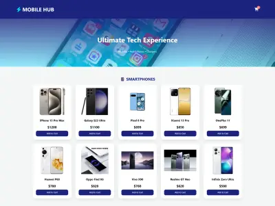 تصميم واجهة متجر إلكتروني لبيع الهواتف وإكسسوارات الموبايل