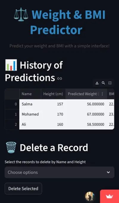 (Weight & BMI Predictor