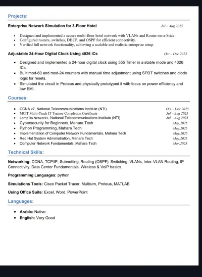 تصميم سيرة ذاتية احترافية (Professional CV)