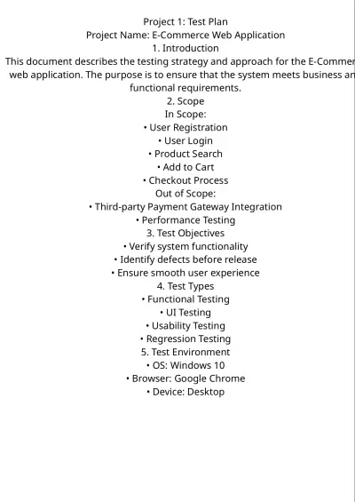 ‏Preparing a comprehensive test plan (Test Plan) for the application of e-commerce.