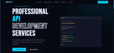 Landing Page لخدمات تطوير REST APIs