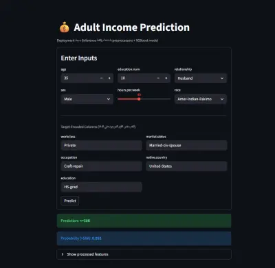 Adult Income Classification باستخدام XGBoost و Deployment بـ Streamlit