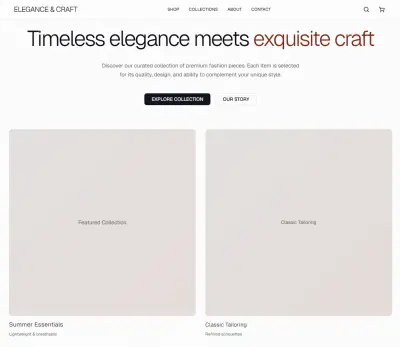 صورة العمل تصميم وتطوير Templete متجر إلكتروني للأزياء الفاخرة - Elegance & Craft