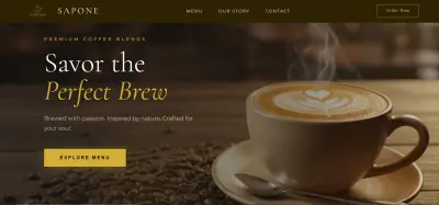 إنشاء Landing Page احترافية لمقهى SAPONE بتصميم فاخر ودافئ