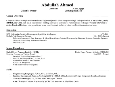 سيره ذاتيه احترافيه و متوافقة مع نظام ATS