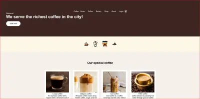 Landing page to a coffee shop