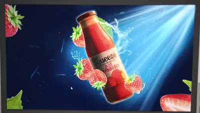 تصميم اعلان لعصير فراولة