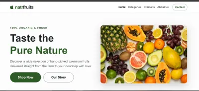 Naturly - تصميم وبرمجة واجهة متجر إلكتروني للمنتجات العضوية (Landing Page)