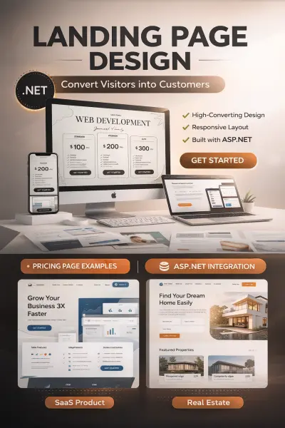 صورة العمل تصميم وبرمجة صفحة هبوط احترافية (Landing Page) لزيادة العملاء باستخدام ASP.NET