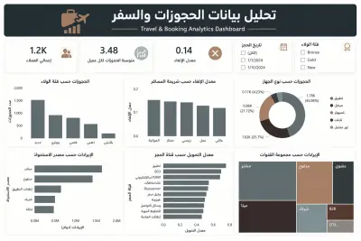 لوحة تحليل بيانات الحجوزات والسفر باستخدام Power BI