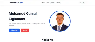 تصميم وتطوير موقع تعريفي احترافي (Portfolio) لعرض مشاريع علوم البيانات