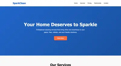 تصميم وتطوير صفحة هبوط احترافية لشركة خدمات تنظيف "SparkClean"