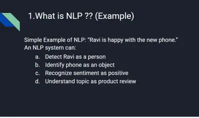 تصميم عرض تقديمي تعليمي عن معالجة اللغة الطبيعية NLP مكوّن من 100 شريحة  وصف العمل