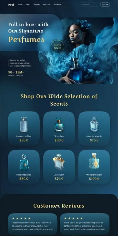واجهة متجر إلكتروني فاخر للعطور (Luxury Perfume E-commerce UI Design)