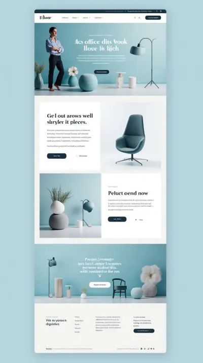 تصميم واجهة مستخدم عصرية لخدمات الديكور والتصميم (Modern Minimalist Services UI)