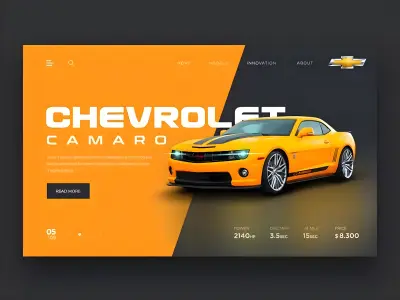 صورة العمل تصميم واجهات مستخدم (UI/UX) لصفحات هبوط وكالات سيارات رياضية