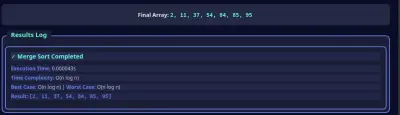 Merge Sort Algorithm Visualization with Interactive GUI