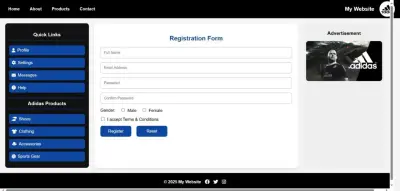 تصميم واجهة مستخدم (UI) احترافية لمتجر إلكتروني رياضي مستوحى من نمط Adidas