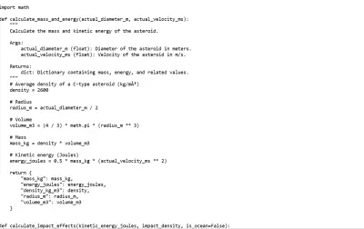 محاكي آلي لتحليل آثار اصطدام الكويكبات باستخدام بايثون