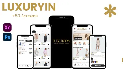 تصميم واجهة وتجربة مستخدم (UI/UX) لتطبيق LuxuryIn للتجارة الإلكترونية الفاخرة