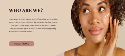 تصميم بانر قسم "Who Are We" لموقع تجميل