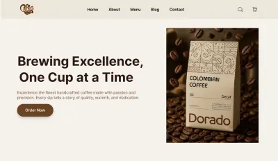 تصميم Landing Page لموقع لبيع  القهوة