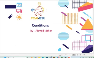عرض تقديمي وتعليمي حول الشروط في البرمجة (Conditions in Programming)