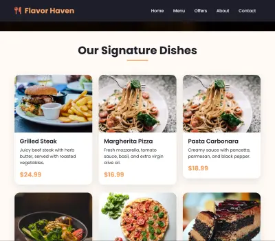 تصميم وتطوير موقع FlavorHaven-Restaurant