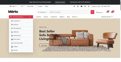 تصميم وتطوير موقع لمتجر أثاث إلكتروني مع معرض أعمال باستخدام HTML & CSS & Bootstrap & JavaScript