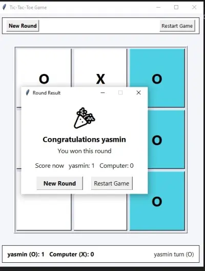لعبة XO بواجهة رسومية باستخدام Python و Tkinter