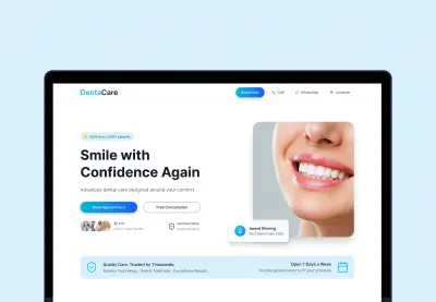 صفحه هبوط (Landing Page) احترافي لعيادة أسنان (DentaCare)