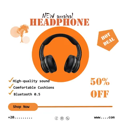 تصميم اعلان لسماعة الرأس