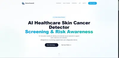 موقع تعريفي لتطبيق اكتشاف الأمراض الجلدية الخبيثة