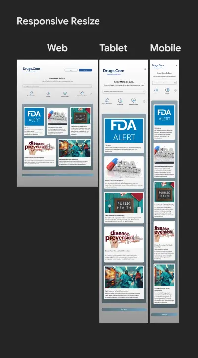 إعادة تصميم واجهة مستخدم متجاوبة لموقع Drugs.com (Responsive Web Design)