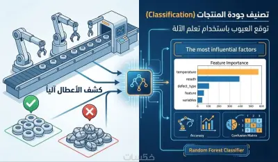 كشف العيوب آلياً: بناء موديل ذكاء اصطناعي يصنف المنتجات إلى (سليم / تالف) بناءً على بيانات التصنيع