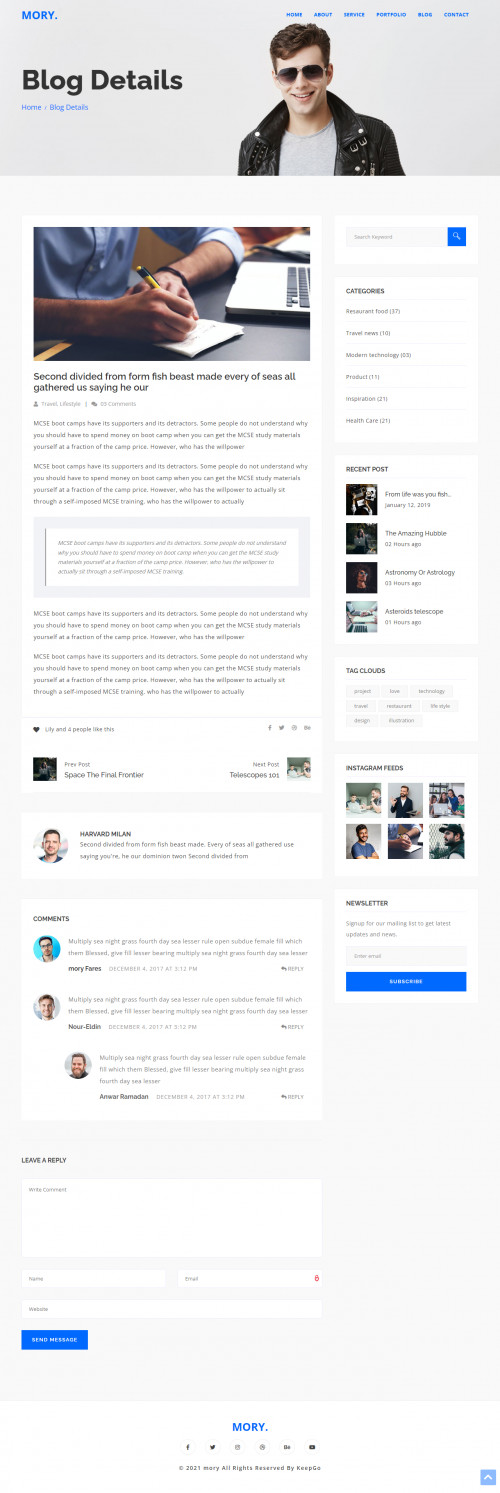 Mory Personal Portfolio template