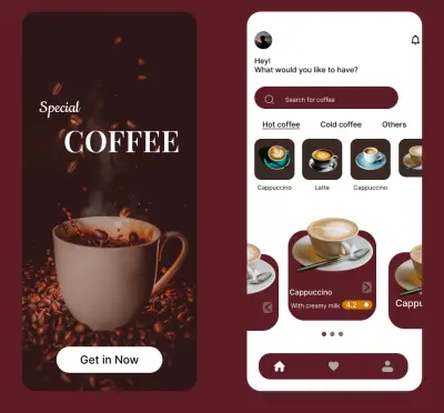 تصميم تطبيق مقهى عصري –  UI/UX Design Mobile App Interface