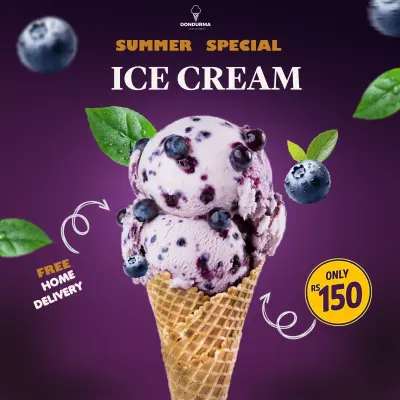 تصميم بوست سوشيال ميديا احترافي لمطاعم ومحلات الآيس كريم